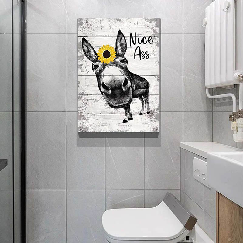 Funny Donkey Sunflower Metal Sign Farmhouse Bathroom Unique Gifts For Home Vintage Farm Animal Design-Jolura