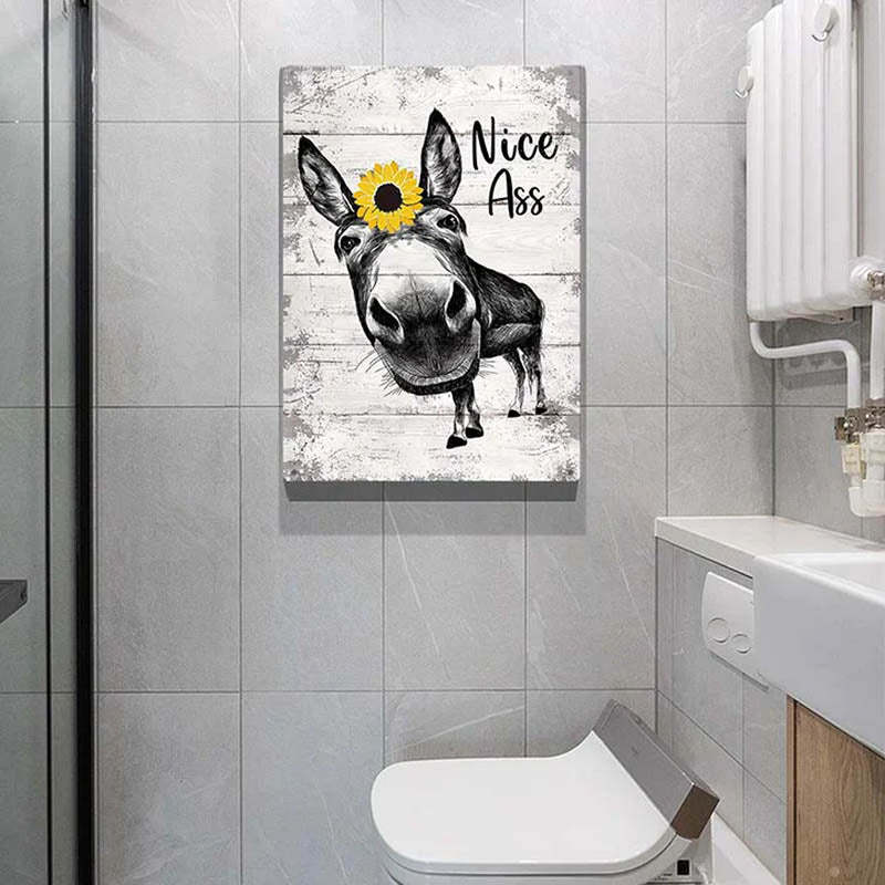 Funny Donkey Sunflower Metal Sign Farmhouse Bathroom Unique Gifts For Home Vintage Farm Animal Design-Jolura