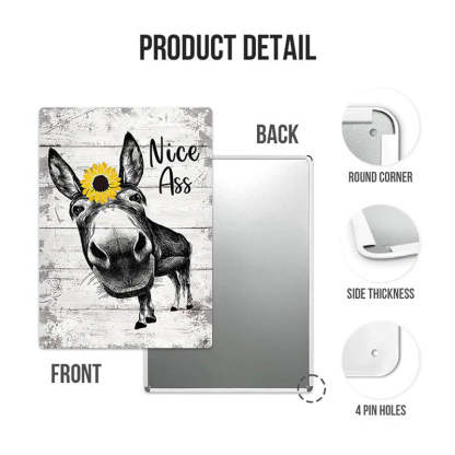 Funny Donkey Sunflower Metal Sign Farmhouse Bathroom Unique Gifts For Home Vintage Farm Animal Design-Jolura
