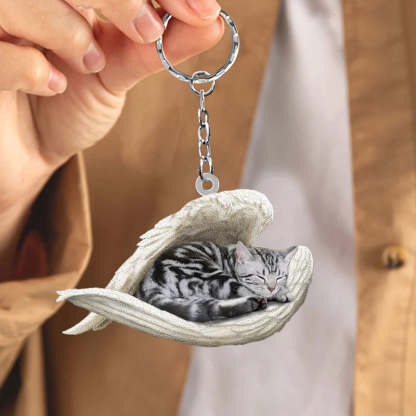 Sleeping Angel Acrylic Keychain American Shorthair Cat SA122-Jolura
