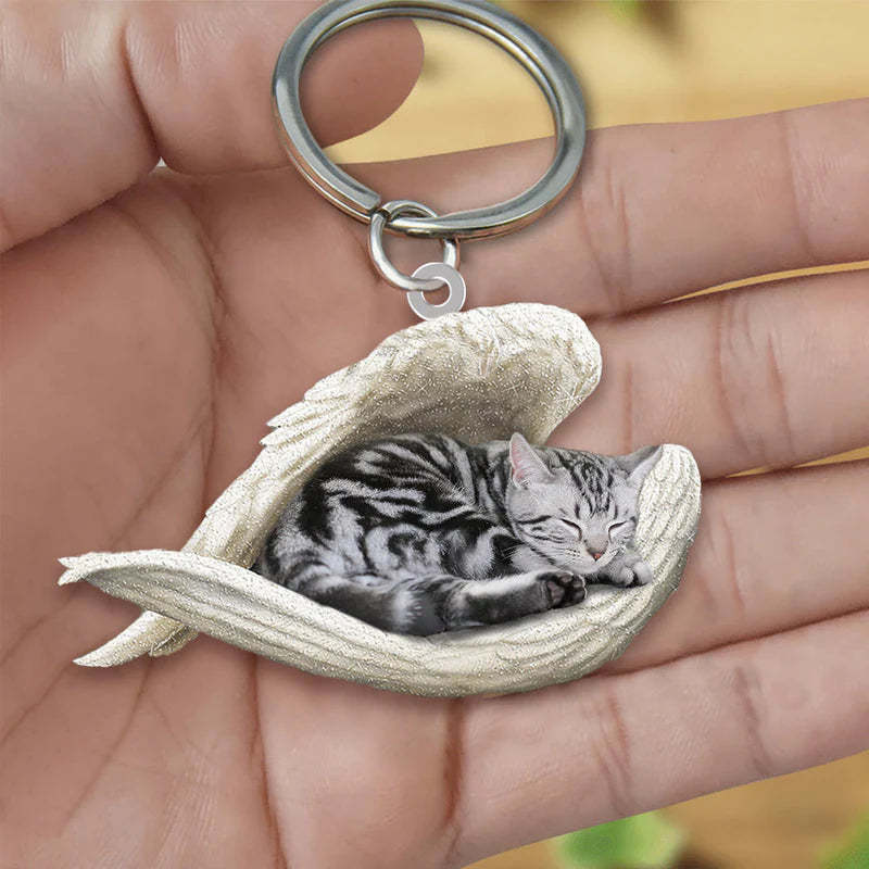 Sleeping Angel Acrylic Keychain American Shorthair Cat SA122-Jolura