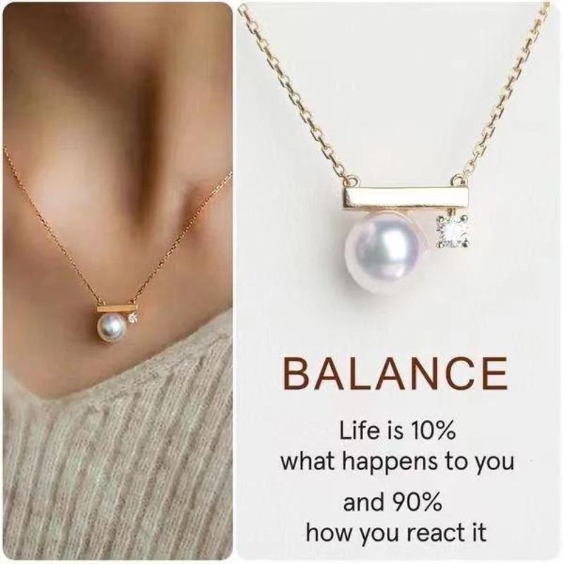 Life is 90% How You React it Pearl Balance Necklace-Jolura