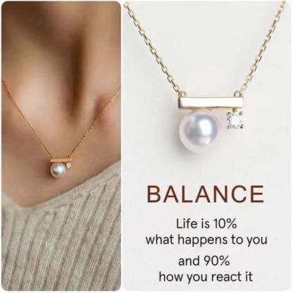 Life is 90% How You React it Pearl Balance Necklace-Jolura