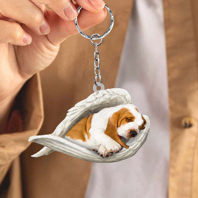 Sleeping Angel Acrylic Keychain Basset Hound SA070-Jolura