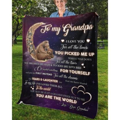 To My Grandpa - From Grandson - A320 - Premium Blanket-Jolura