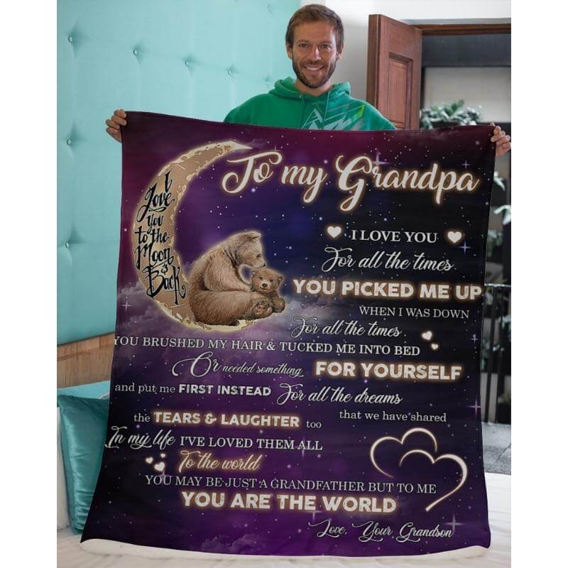 To My Grandpa - From Grandson - A320 - Premium Blanket-Jolura