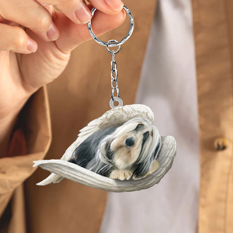 Sleeping Angel Acrylic Keychain Bearded Collie SA101-Jolura
