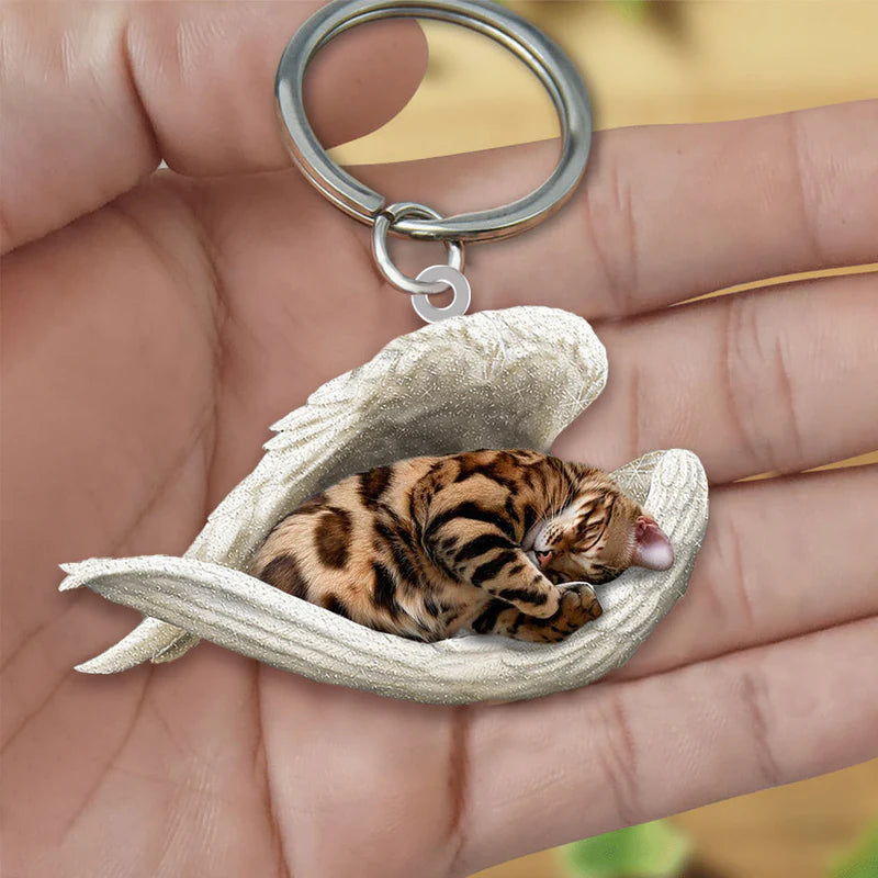 Sleeping Angel Acrylic Keychain Bengal Cat SA125-Jolura