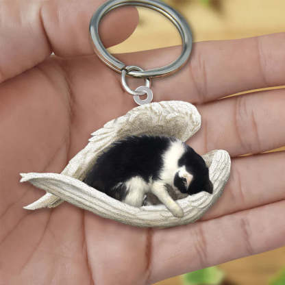 Sleeping Angel Acrylic Keychain Black and White Cat SA118-Jolura
