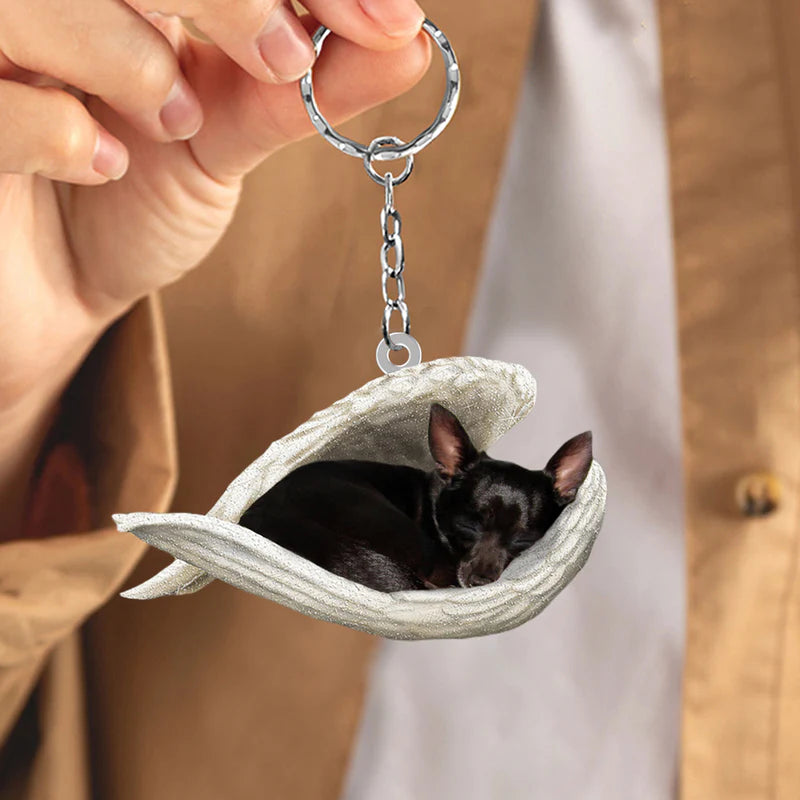Sleeping Angel Acrylic Keychain Black Chihuahua SA057-Jolura