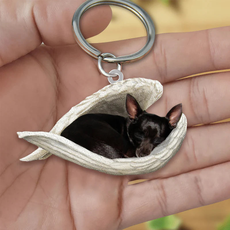 Sleeping Angel Acrylic Keychain Black Chihuahua SA057-Jolura