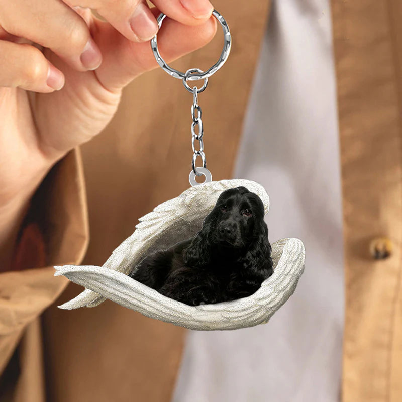 Sleeping Angel Acrylic Keychain Black Cocker Spaniel SA045-Jolura