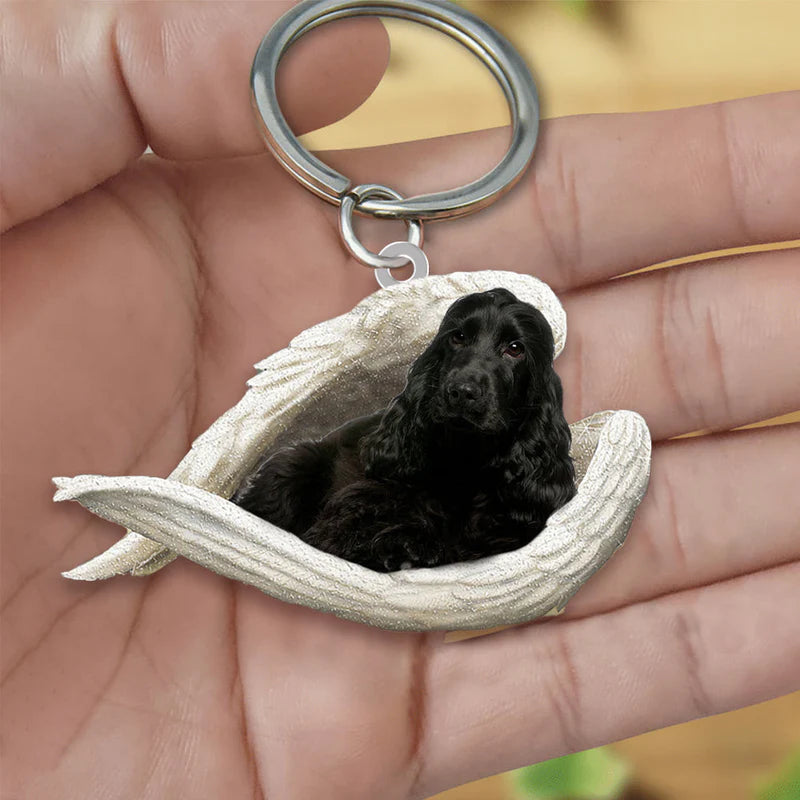 Sleeping Angel Acrylic Keychain Black Cocker Spaniel SA045-Jolura