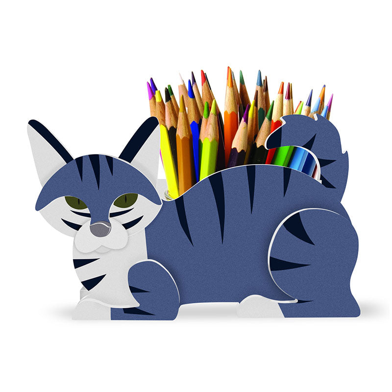 Blue And White Cat Planter AP075-Jolura