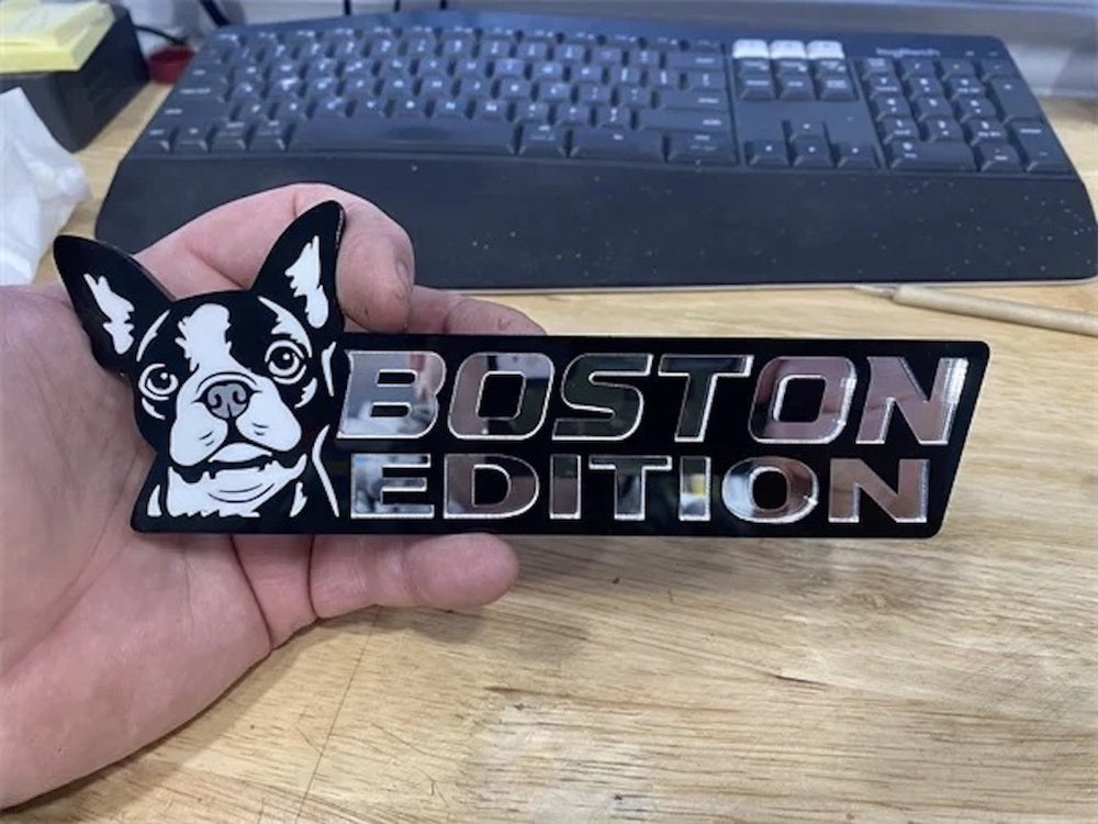 Boston Terrier Car Badge Laser Cutting Car Emblem CE019-Jolura