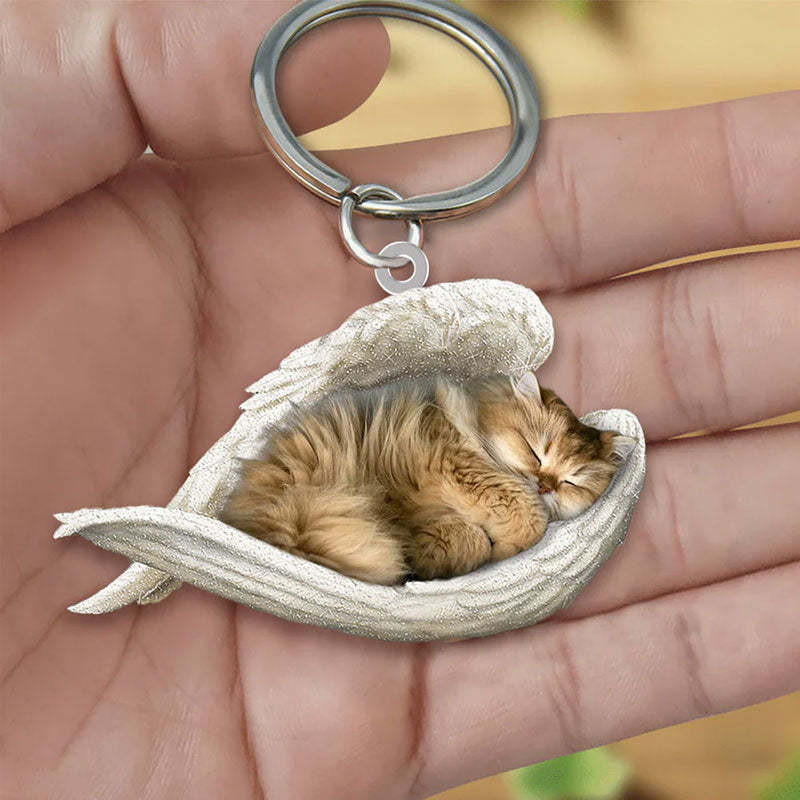 Sleeping Angel Acrylic Keychain British Longhair Cat SA028-Jolura