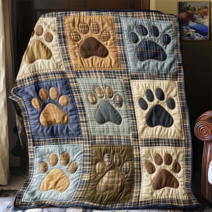 Patchwork Dog Paws Blanket - C031 - Premium Blanket