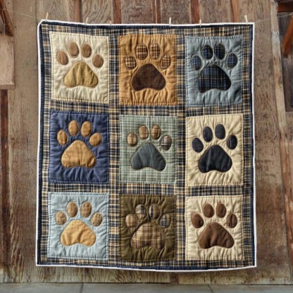 Patchwork Dog Paws Blanket - C031 - Premium Blanket