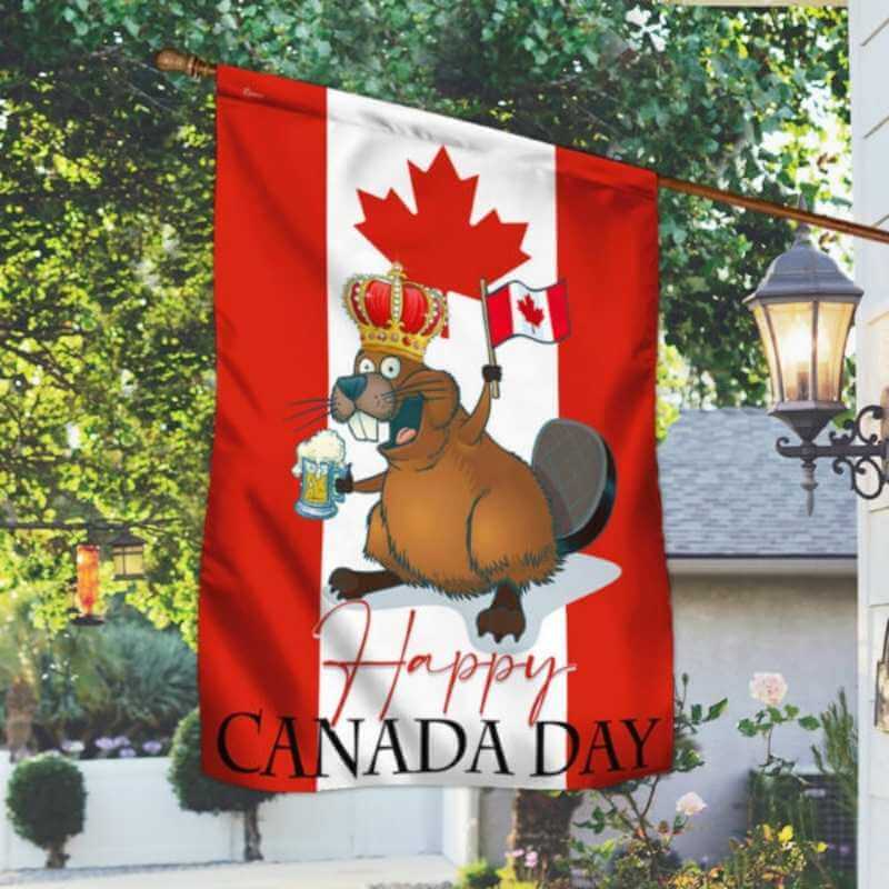 Happy Canada Day Flag Funny Beaver-Jolura