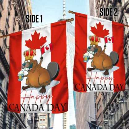 Happy Canada Day Flag Funny Beaver-Jolura