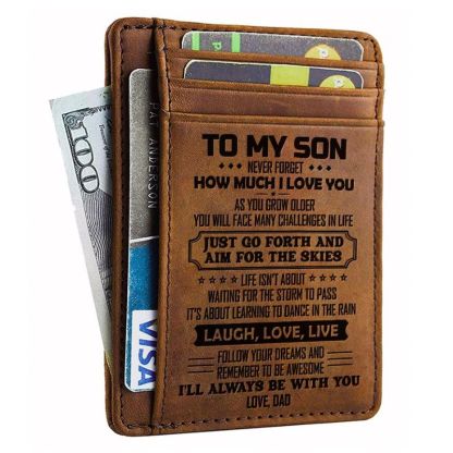 Dad To Son - Life Isn't About Waiting For The Storm To Pass - Card Wallet-Jolura