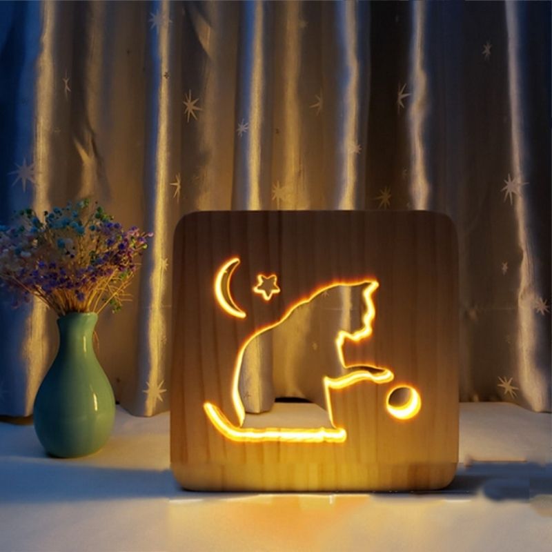 Cute Cat Wooden Decorative Light-Jolura