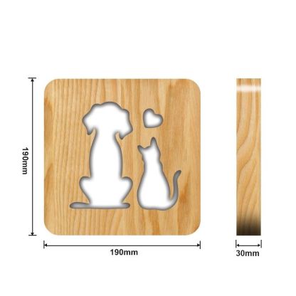Cat and Dog Wooden Decorative Light-Jolura