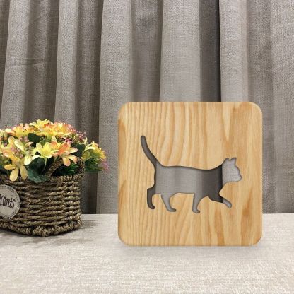 Cat Shape 2 Wooden Decorative Light-Jolura