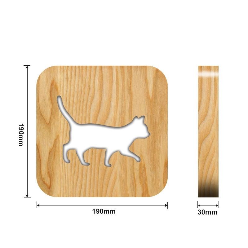 Cat Shape 2 Wooden Decorative Light-Jolura