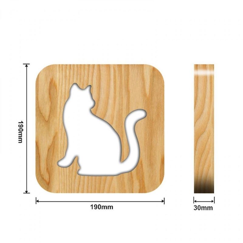 Cat Shape 3 Wooden Decorative Light-Jolura