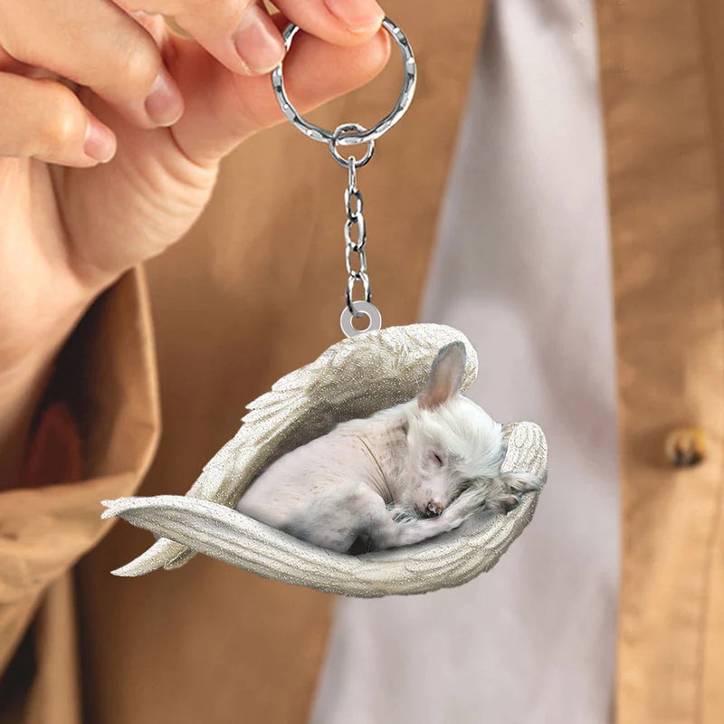 Sleeping Angel Acrylic Keychain Chinese Crested Dog SA099-Jolura