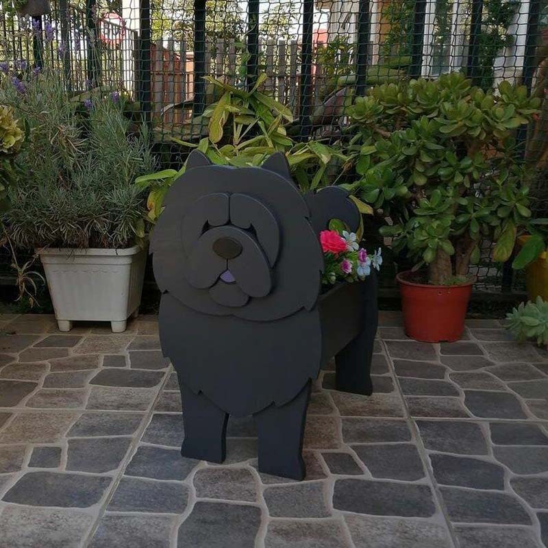 Grey Chow Chow Planter AP042-Jolura