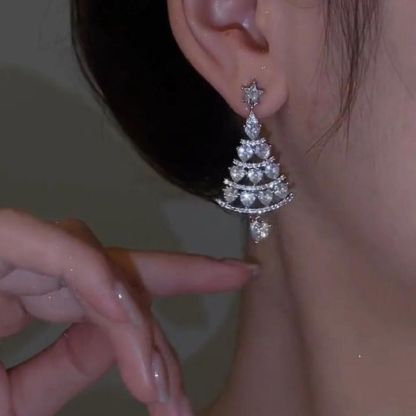Christmas Tree Earrings - 925 Silver Pin Earrings-Jolura