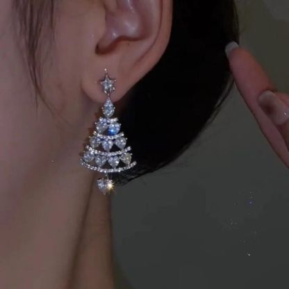 Christmas Tree Earrings - 925 Silver Pin Earrings-Jolura