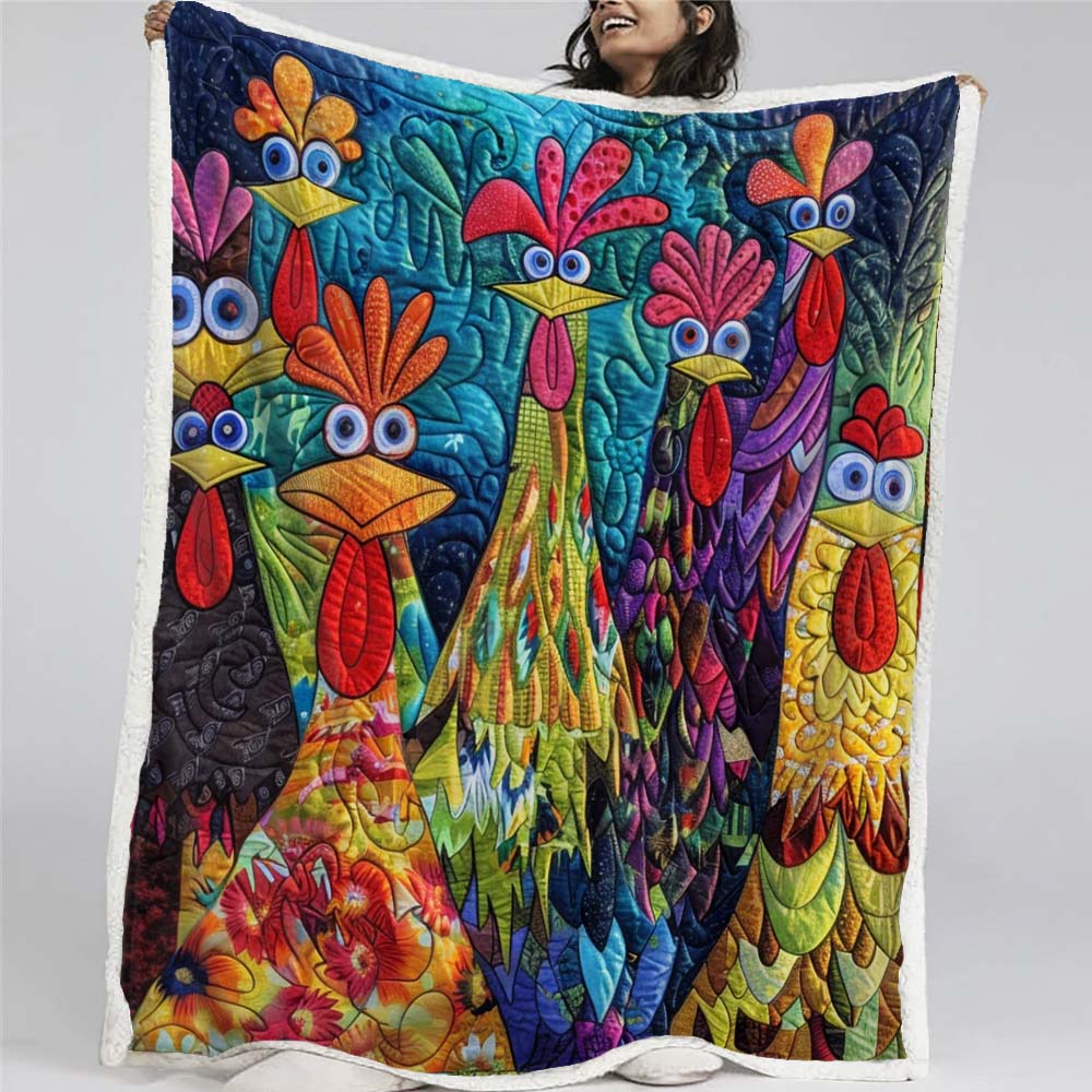 Whimsical Chickens Blanket - D197 - Premium Blanket-Jolura