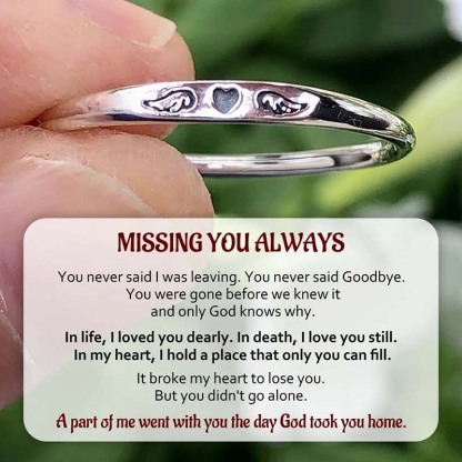 For Memorial - Tiny Heart With Wings Ring - Missing You Always