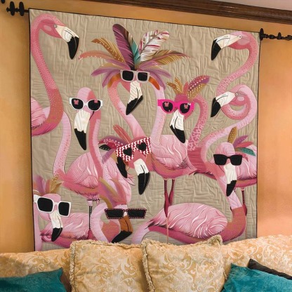 Tropical Delight Flamingo Blanket - D218 - Premium Blanket-Jolura