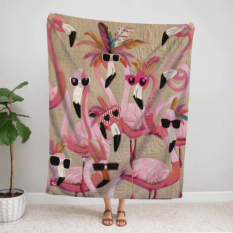 Tropical Delight Flamingo Blanket - D218 - Premium Blanket-Jolura