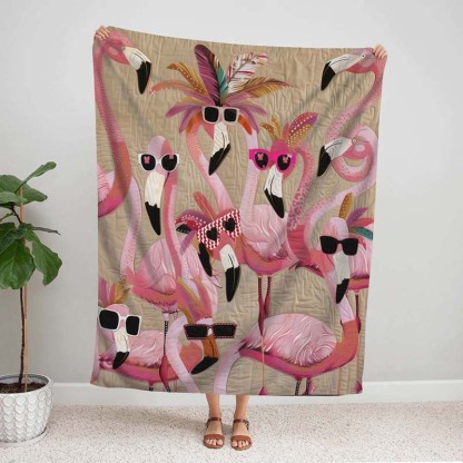 Tropical Delight Flamingo Blanket - D218 - Premium Blanket-Jolura