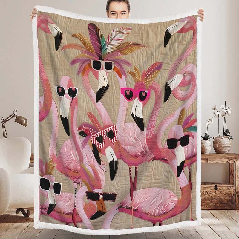 Tropical Delight Flamingo Blanket - D218 - Premium Blanket-Jolura