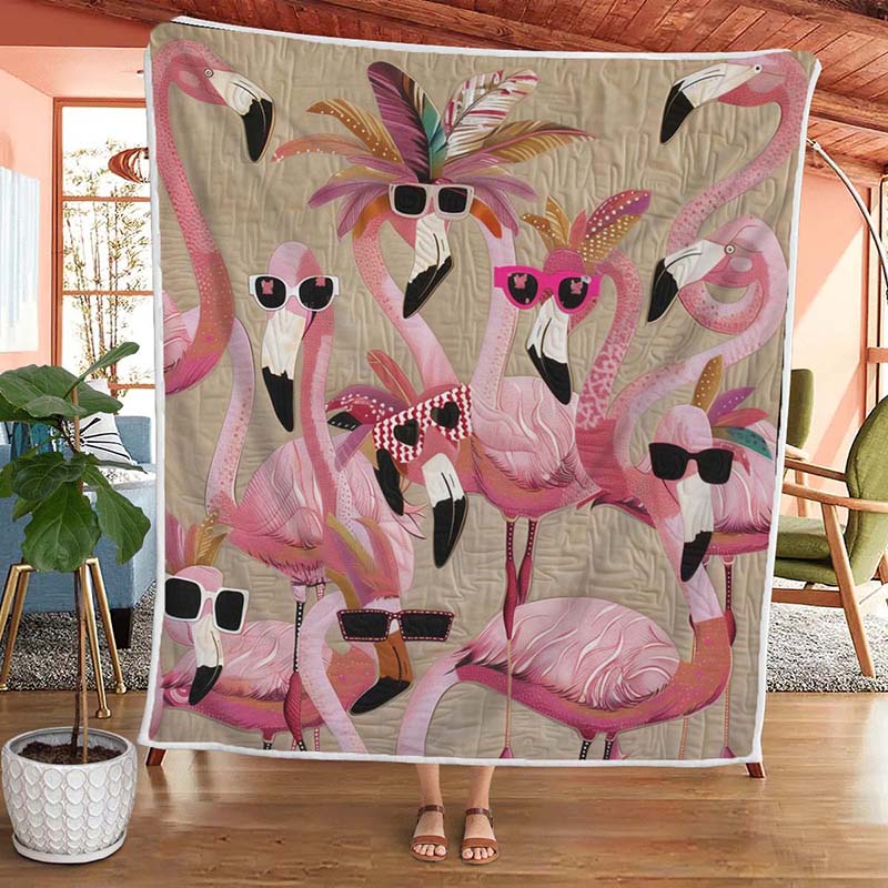 Tropical Delight Flamingo Blanket - D218 - Premium Blanket-Jolura