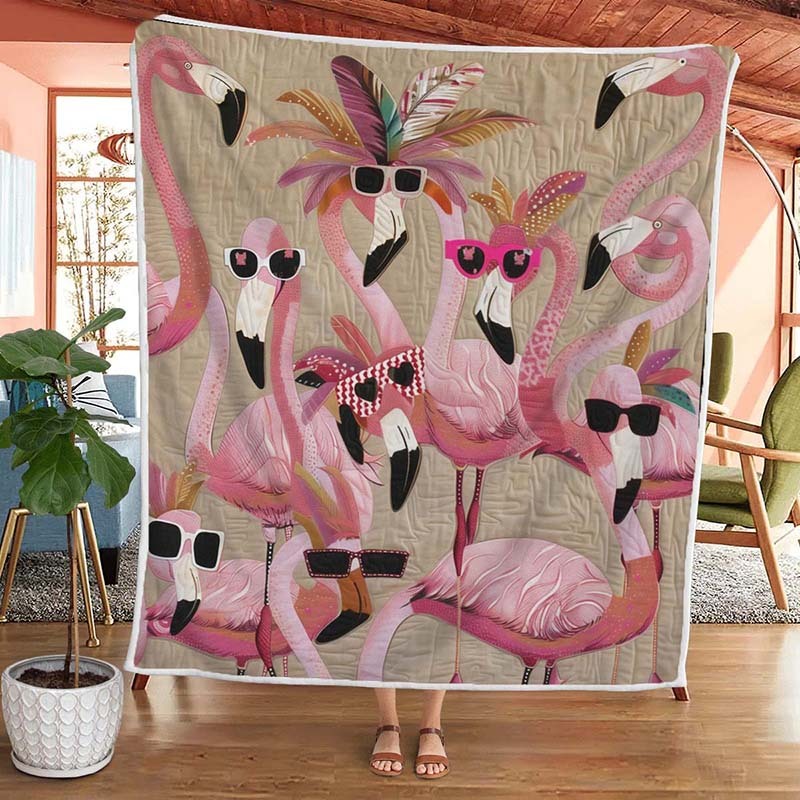 Tropical Delight Flamingo Blanket - D218 - Premium Blanket-Jolura