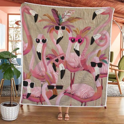 Tropical Delight Flamingo Blanket - D218 - Premium Blanket-Jolura