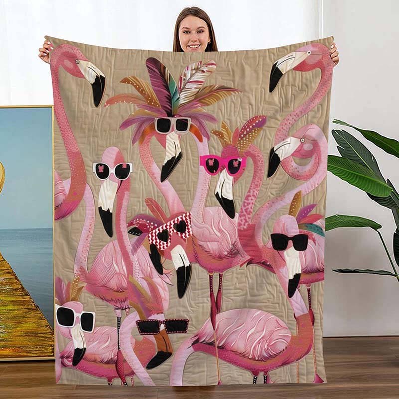 Tropical Delight Flamingo Blanket - D218 - Premium Blanket-Jolura