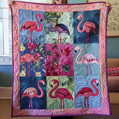 Tropical Bliss Flamingo Blanket - D219 - Premium Blanket-Jolura