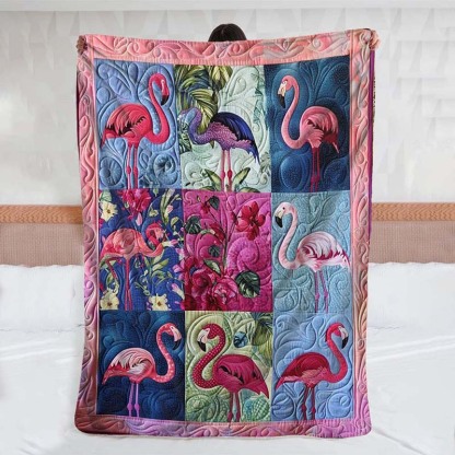 Tropical Bliss Flamingo Blanket - D219 - Premium Blanket-Jolura