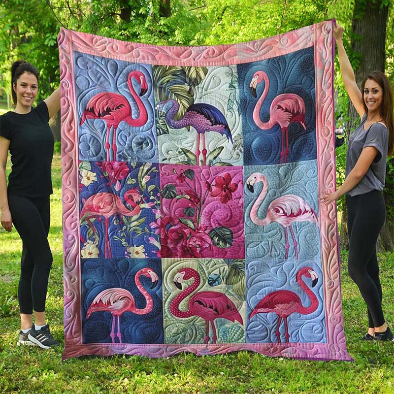 Tropical Bliss Flamingo Blanket - D219 - Premium Blanket-Jolura
