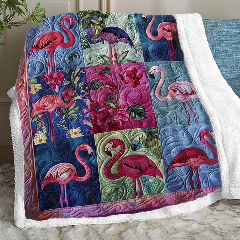 Tropical Bliss Flamingo Blanket - D219 - Premium Blanket-Jolura