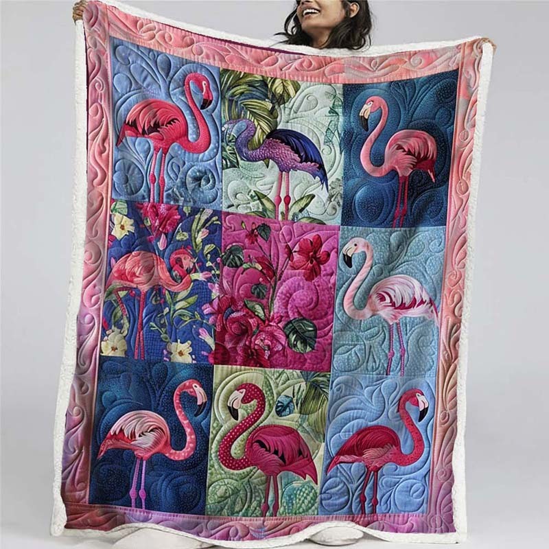 Tropical Bliss Flamingo Blanket - D219 - Premium Blanket-Jolura