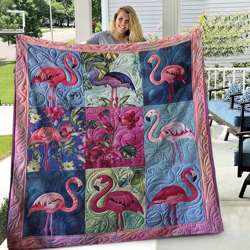 Tropical Bliss Flamingo Blanket - D219 - Premium Blanket-Jolura